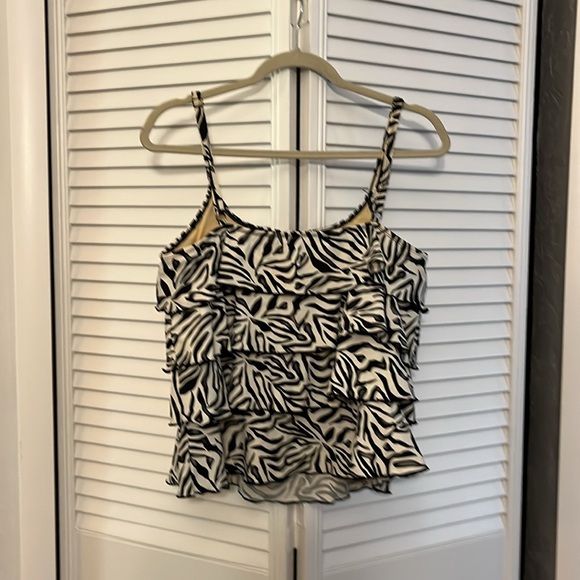 Ceeb. Zebra Print RuffleTankini. Size 16 - Picture 5 of 8